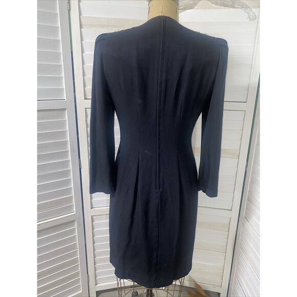 Vintage 80s Jeffery & Dara by Linda Hutley Dress Women's Black Pencil Sz 9/10 - Picture 4 of 9